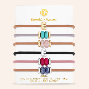 DS Bubbly Initial Hair Ties & Bracelet Jewels- Set of 6