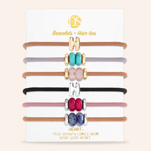 DS Bubbly Initial Hair Ties & Bracelet Jewels- Set of 6