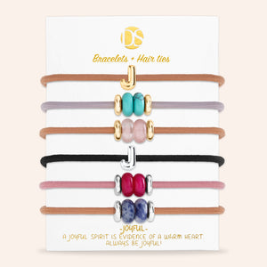 DS Bubbly Initial Hair Ties & Bracelet Jewels- Set of 6