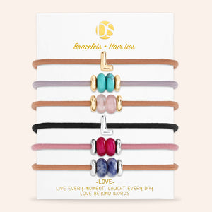 DS Bubbly Initial Hair Ties & Bracelet Jewels- Set of 6