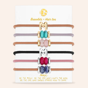 DS Bubbly Initial Hair Ties & Bracelet Jewels- Set of 6