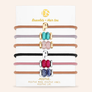 DS Bubbly Initial Hair Ties & Bracelet Jewels- Set of 6