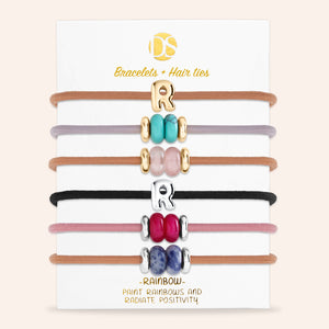 DS Bubbly Initial Hair Ties & Bracelet Jewels- Set of 6