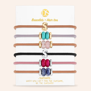 DS Bubbly Initial Hair Ties & Bracelet Jewels- Set of 6