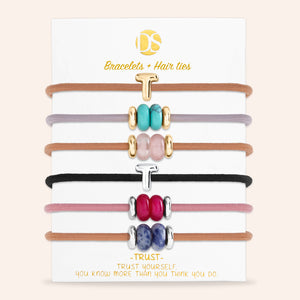 DS Bubbly Initial Hair Ties & Bracelet Jewels- Set of 6
