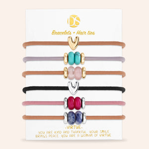 DS Bubbly Initial Hair Ties & Bracelet Jewels- Set of 6