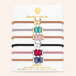 DS Bubbly Initial Hair Ties & Bracelet Jewels- Set of 6