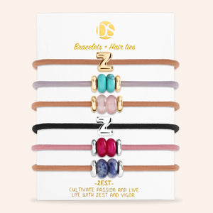 DS Bubbly Initial Hair Ties & Bracelet Jewels- Set of 6