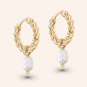 Grace Pearl Charm Hoop Earrings