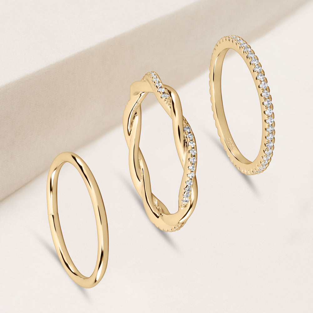 Glimmer Swirl Stackable Ring - Set of 3