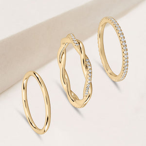 Glimmer Swirl Stackable Ring - Set of 3