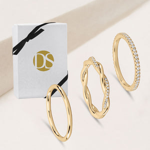 Glimmer Swirl Stackable Ring - Set of 3