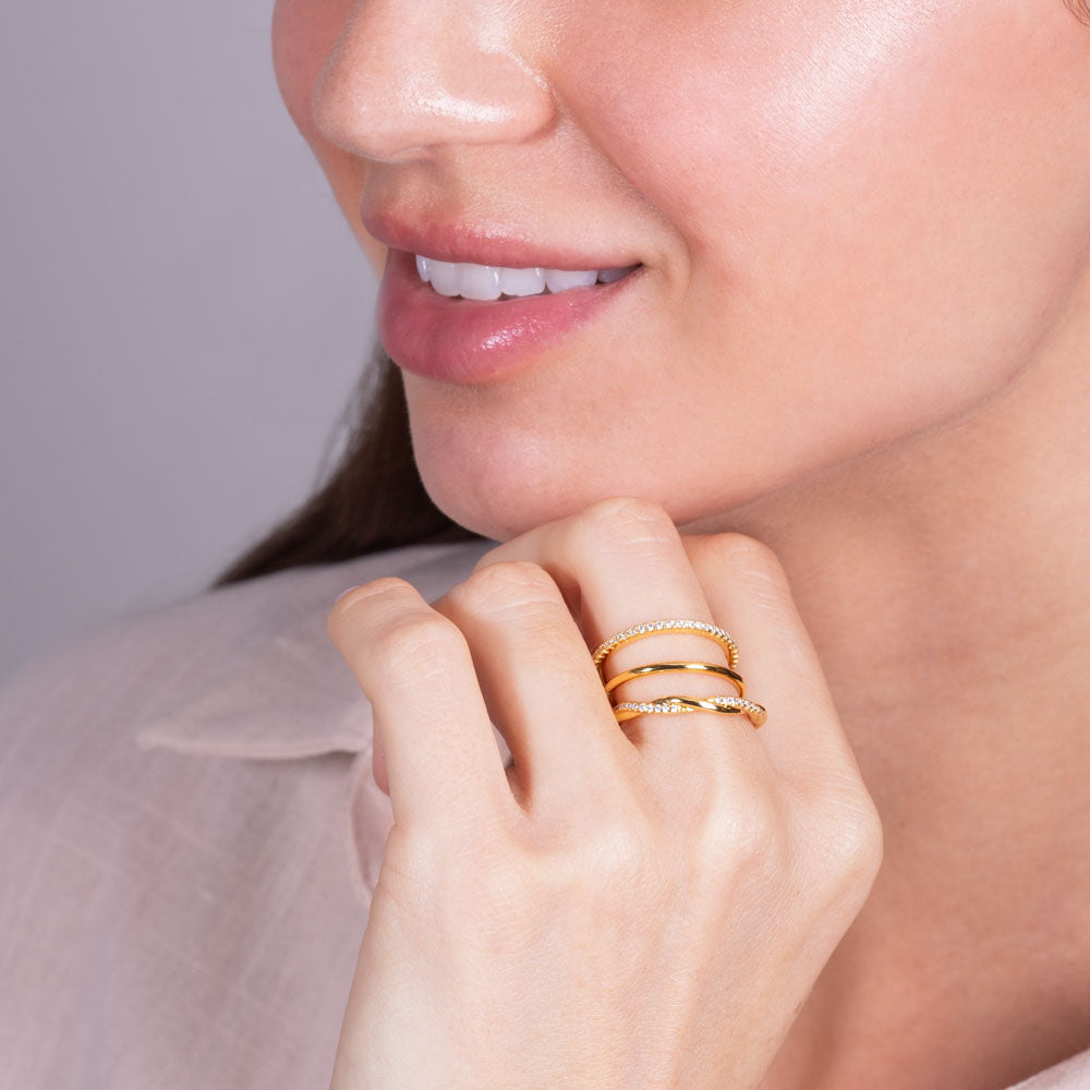 Glimmer Swirl Stackable Ring - Set of 3