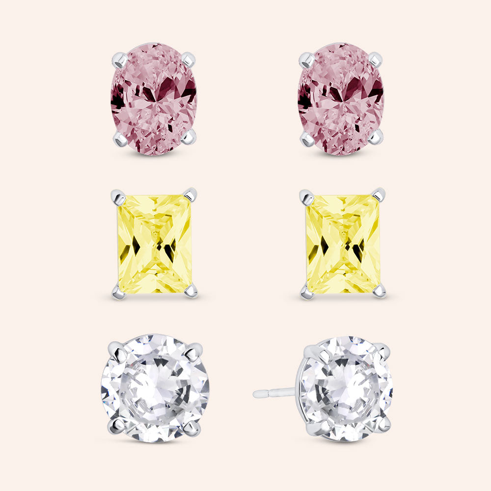"Shine Bright Together" Set of Three Stud Earrings