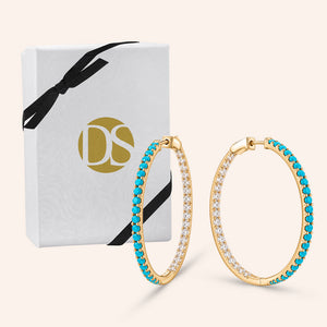 Talia Pave Turquoise 0.98" Hoop Earrings
