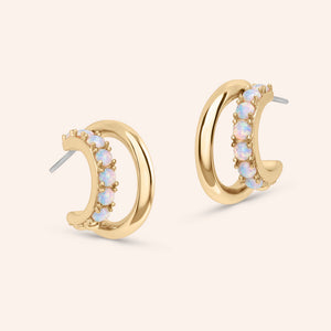Elle Blue Opal 1.37" Hoop Earrings