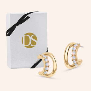Elle Blue Opal 1.37" Hoop Earrings