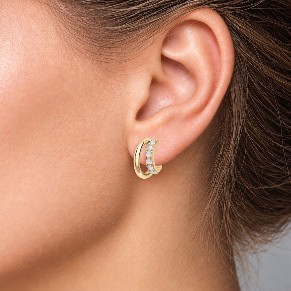 Elle Blue Opal 1.37" Hoop Earrings