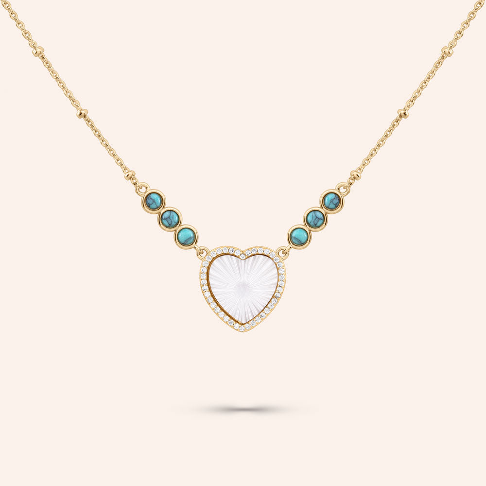Love at Sea Mother of Pearl & Turquoise Pendant Necklace