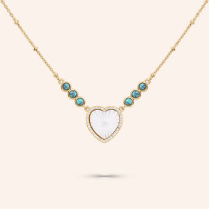 Love at Sea Mother of Pearl & Turquoise Pendant Necklace