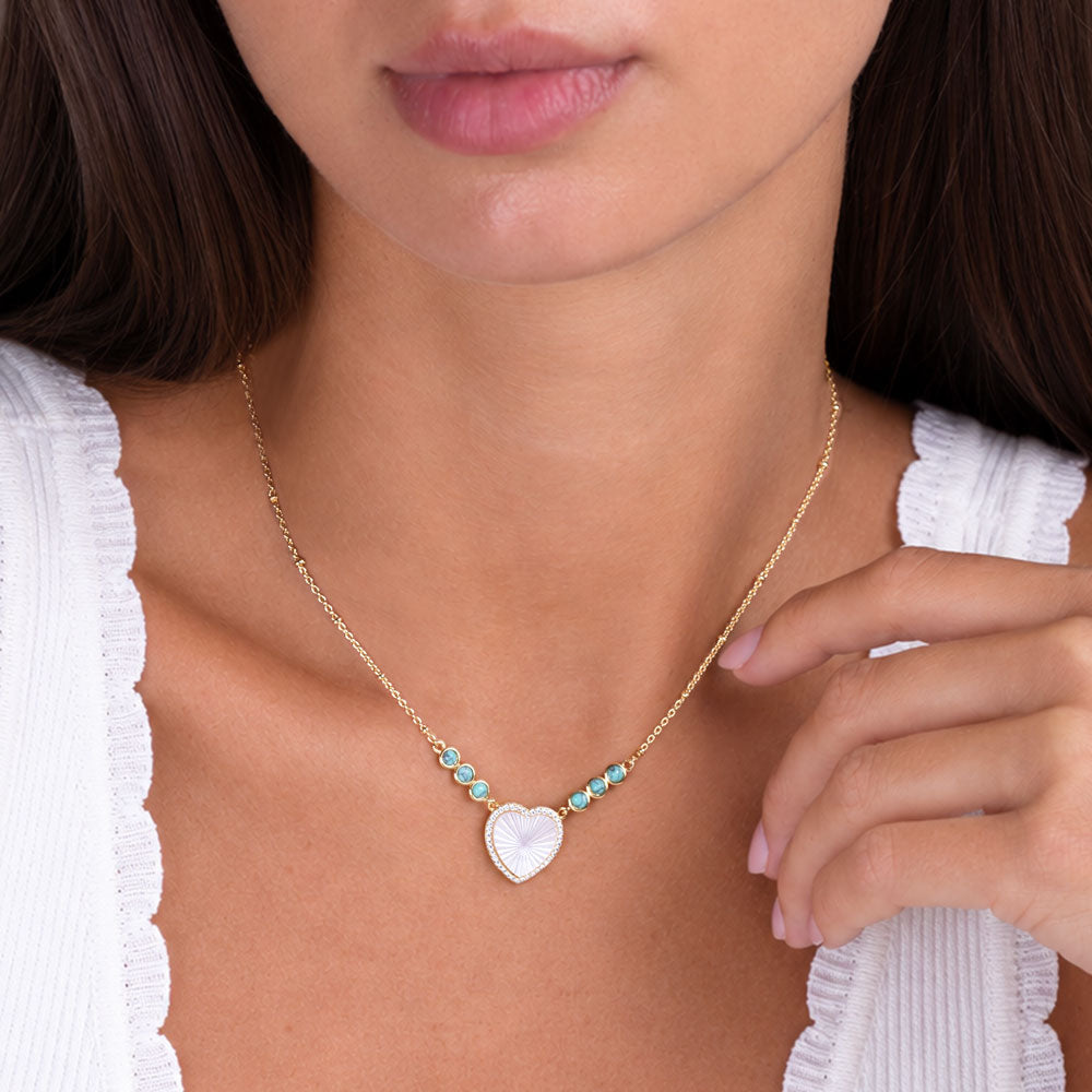 Love at Sea Mother of Pearl & Turquoise Pendant Necklace