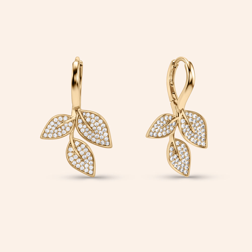 Sylvie Pave Leaf Dangle Earrings