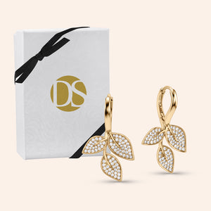 Sylvie Pave Leaf Dangle Earrings