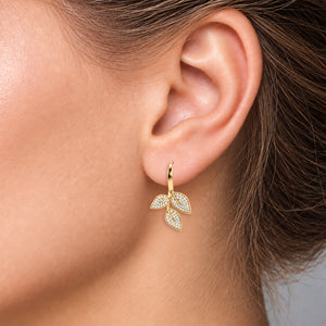 Sylvie Pave Leaf Dangle Earrings