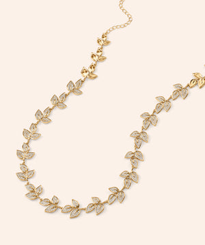 Sylvie Pave Leaf Statement Necklace