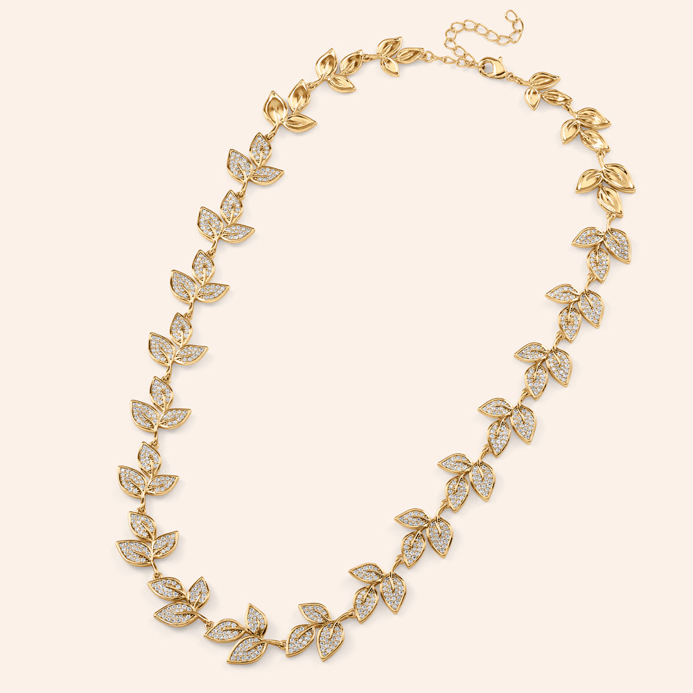 Sylvie Pave Leaf Statement Necklace