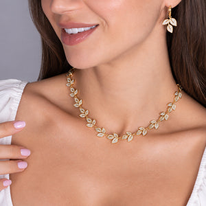 Sylvie Pave Leaf Statement Necklace