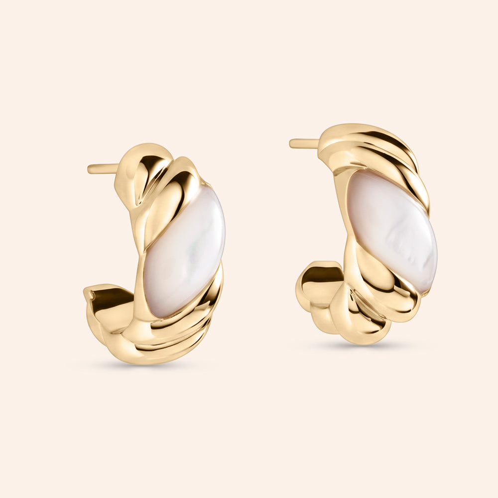 Avery Mother of Pearl 0.78" Hoop Earrings
