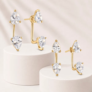Christine Pear Cut Front Back Earrings - Set of 2 Pairs