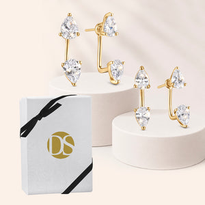 Christine Pear Cut Front Back Earrings - Set of 2 Pairs
