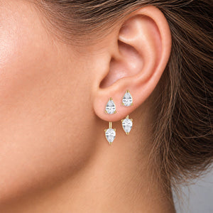 Christine Pear Cut Front Back Earrings - Set of 2 Pairs