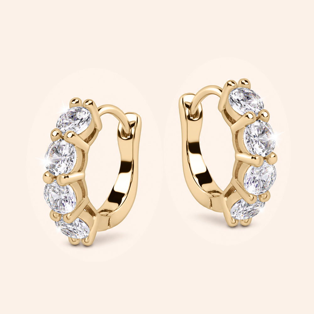 Noelle Prong Set Round Cut Huggie Earrings