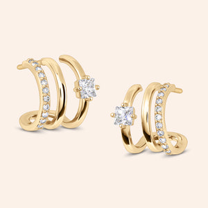 Nina Prong Set Round Cut 0.6" Hoop Earrings