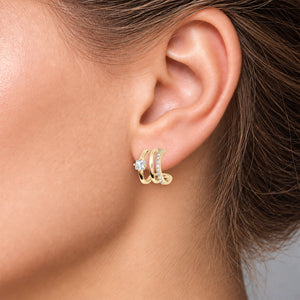 Nina Prong Set Round Cut 0.6" Hoop Earrings