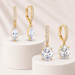 Josie Marquise & Oval Cut Hoop Earrings - Set of 2 Pairs