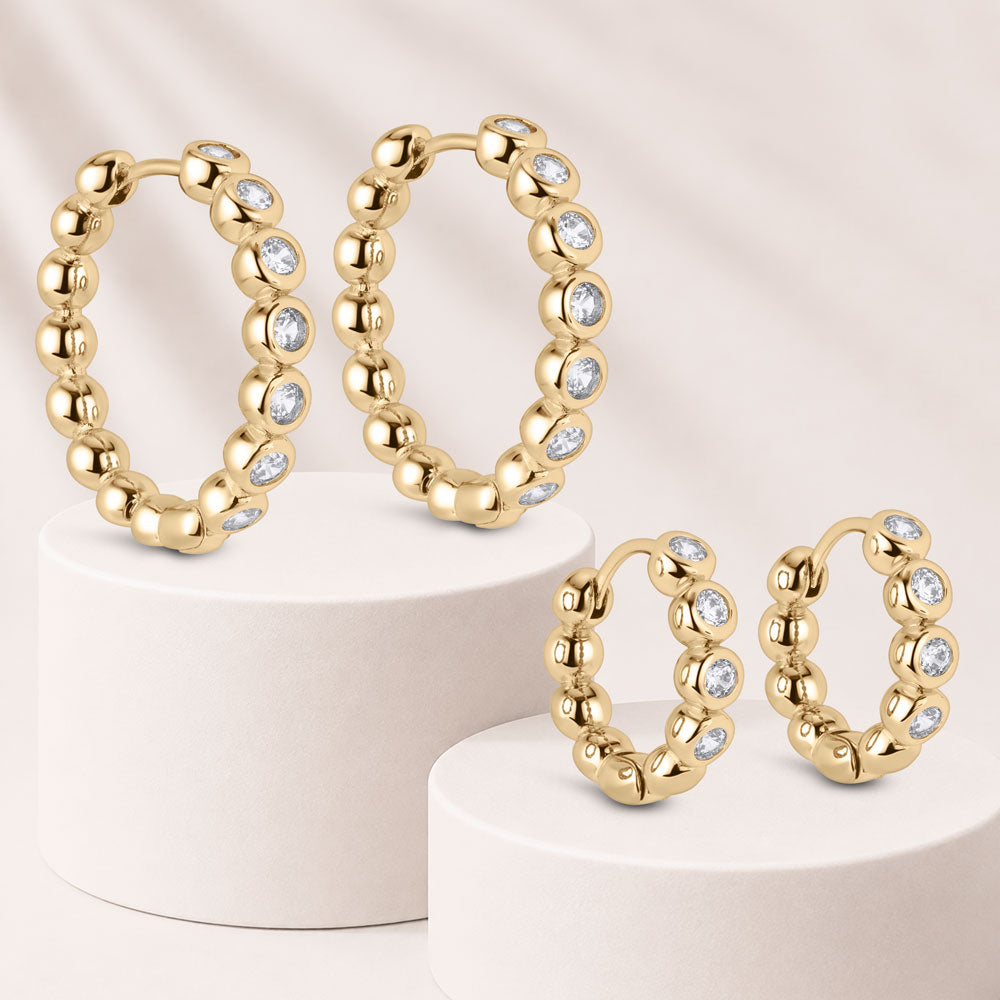 Adore Bezel 1" Hoop Earrings - Set of 2 Pairs