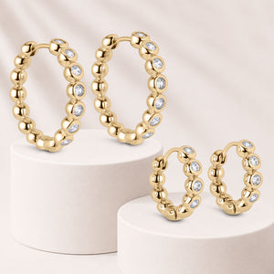 Adore Bezel 1" Hoop Earrings - Set of 2 Pairs