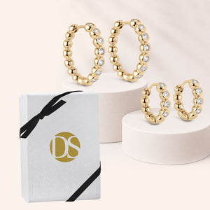 Adore Bezel 1" Hoop Earrings - Set of 2 Pairs
