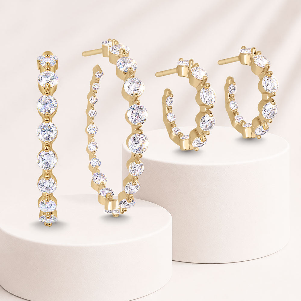 Elsie Prong Set Round Cut 1.57" Hoop Earrings - Set of 2 Pairs