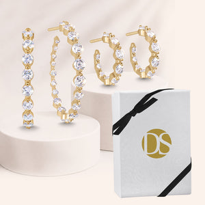 Elsie Prong Set Round Cut 1.57" Hoop Earrings - Set of 2 Pairs