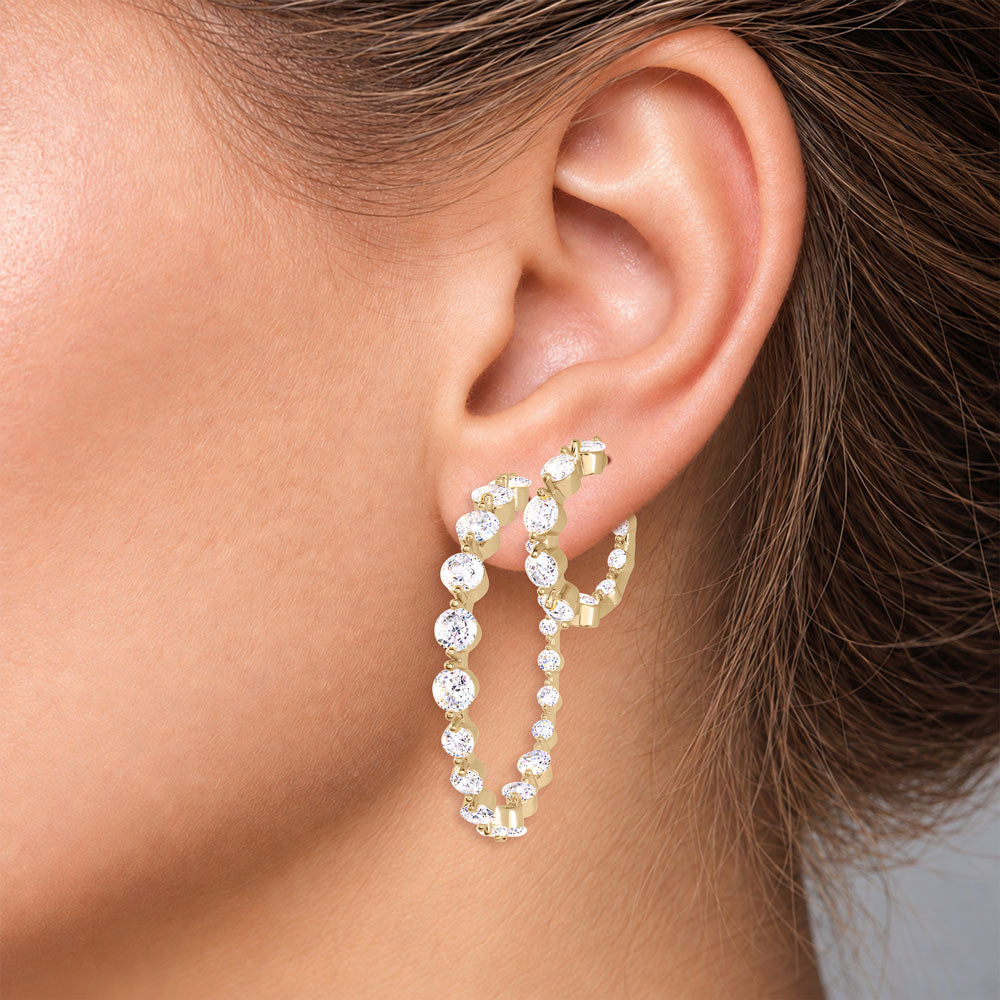Elsie Prong Set Round Cut 1.57" Hoop Earrings - Set of 2 Pairs