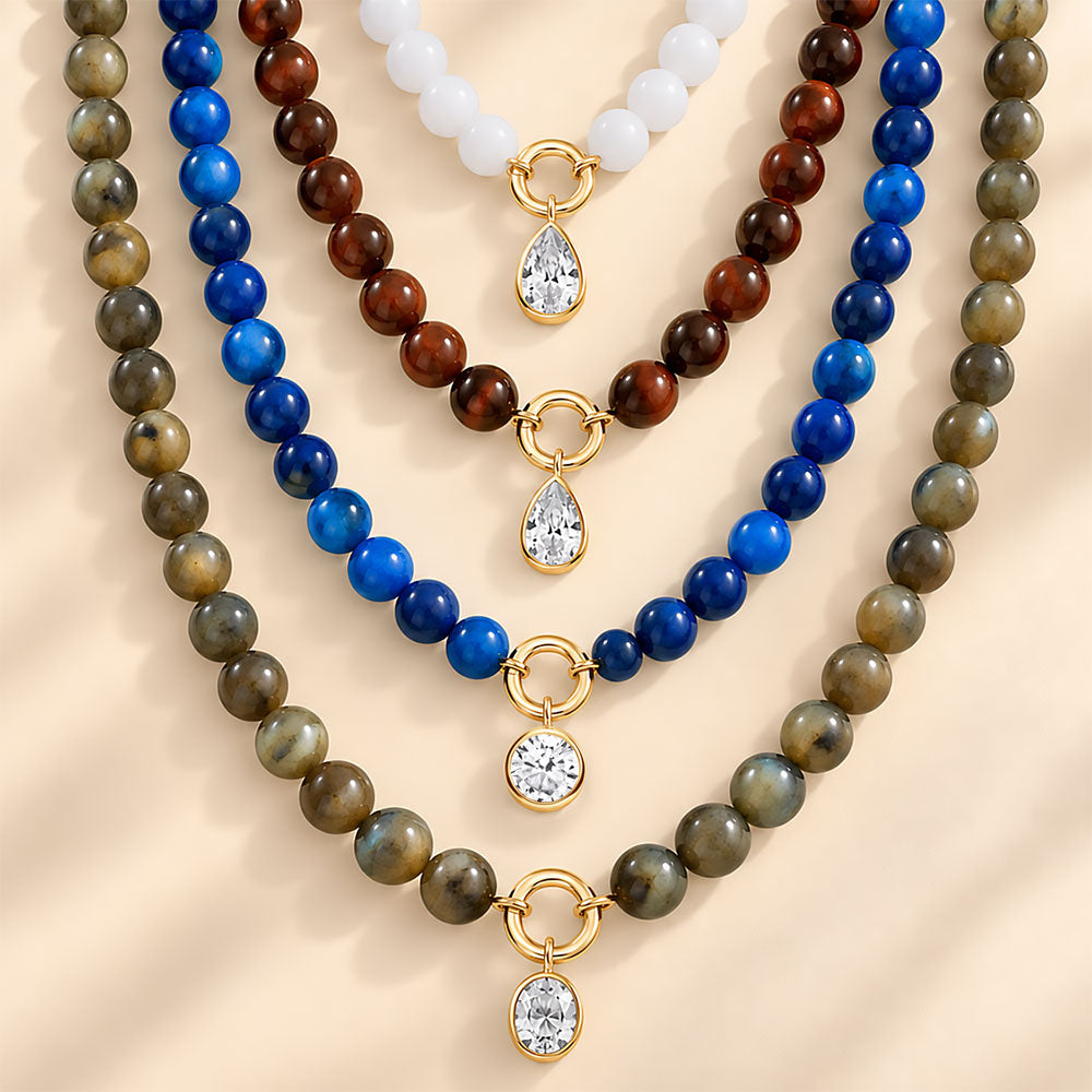 Stop & Stare Semi-precious Charm Pendant Necklace