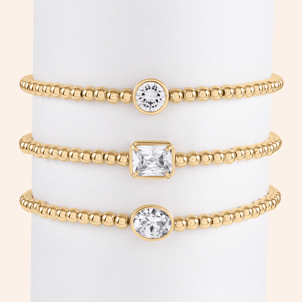 Mabel Set of 3 Bezel Set Statement Bracelets