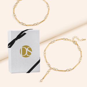 Isabelle Set of 2 Bezel Set Pear Cut Layering Anklet