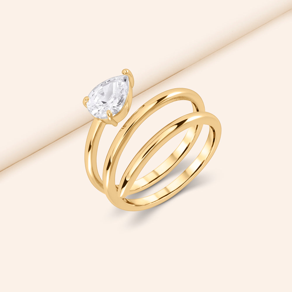 Aveline Pear Cut Spiral Ring