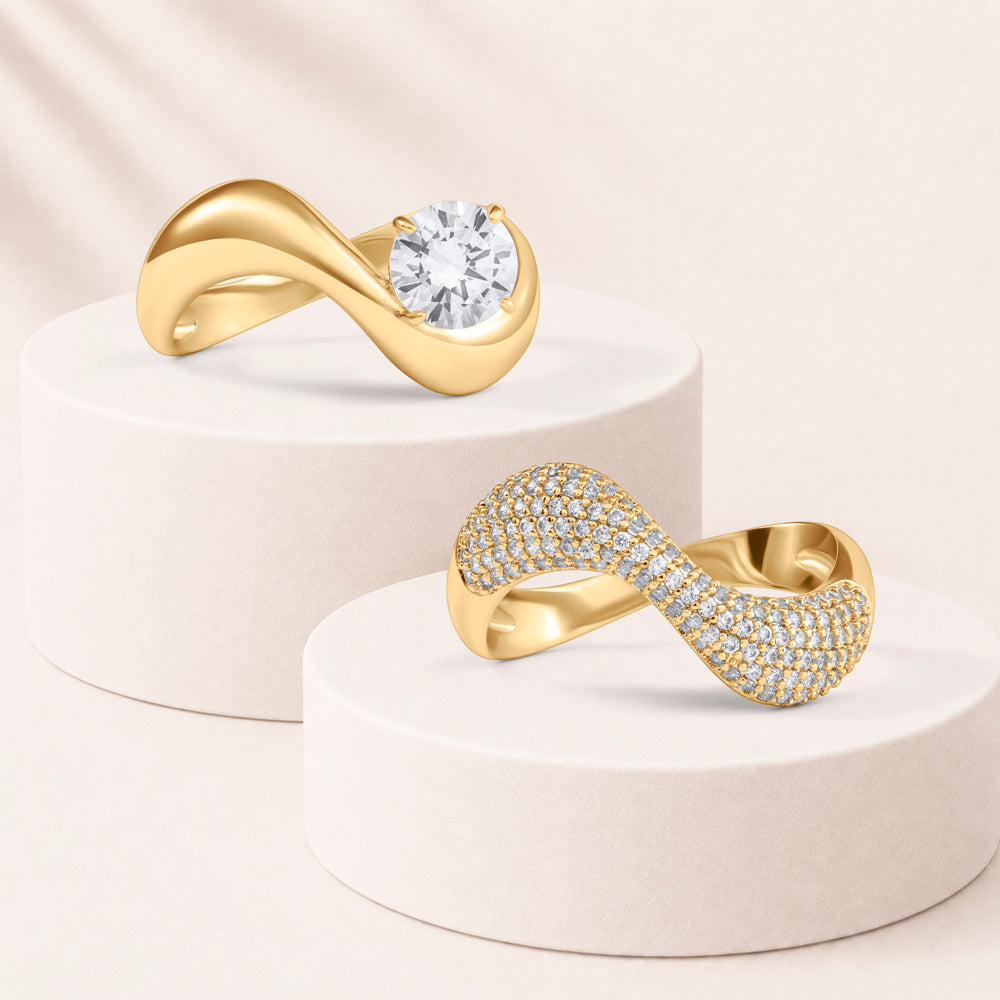 Double Dose Wavy Stackable Rings - Set of 2